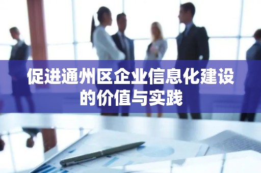 促进通州区企业信息化建设的价值与实践